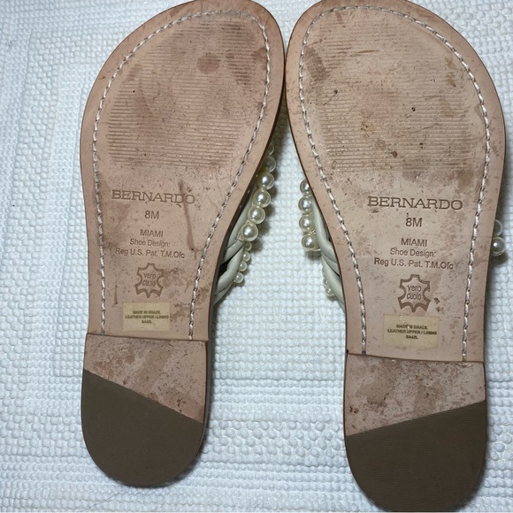 Bernardo Women's Pearl-Embellished Cream Sandals - Picture 5 of 7